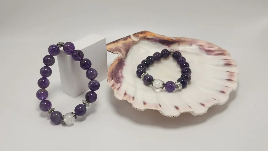AMETHYST ROUND BEAD BRACELET (8mm, With 8mm)