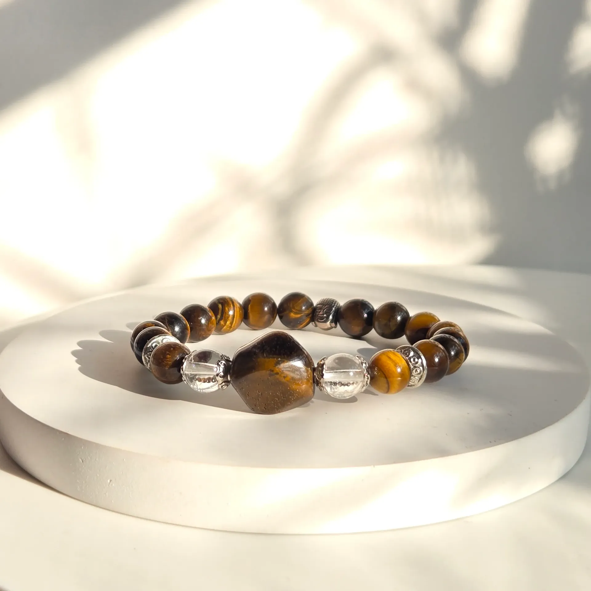 TIGER EYE ROUND BEADS BRACELET (8mm, With 8mm)