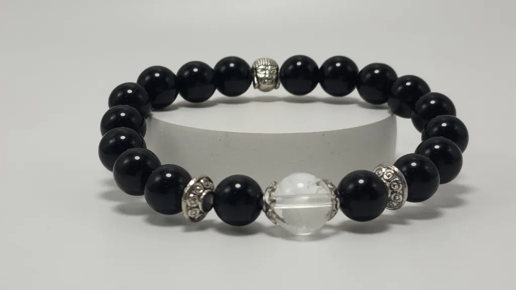 OBSIDIAN ROUND BEAD BRACELET