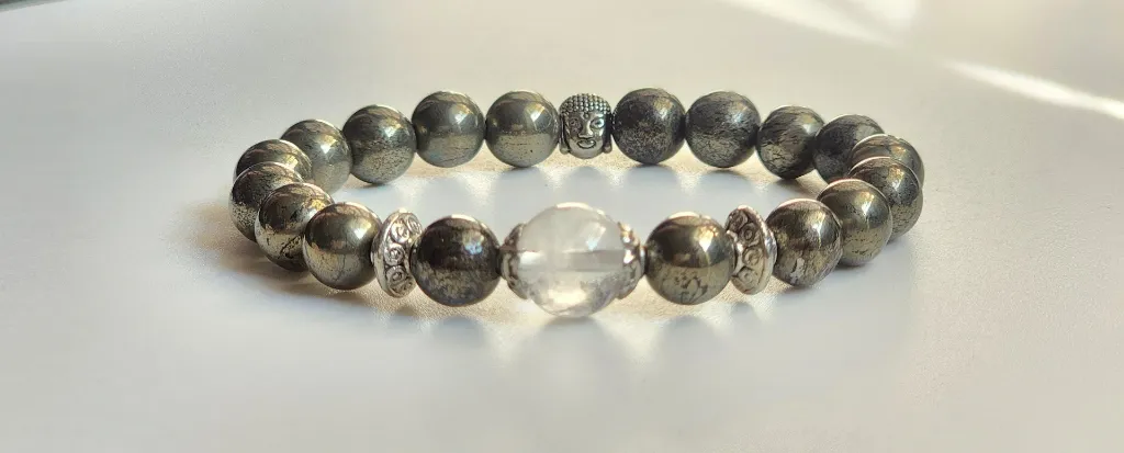 PYRITE ROUND BEAD BRACELET