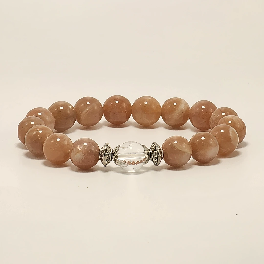 SUNSTONE ROUND BEAD BRACELET