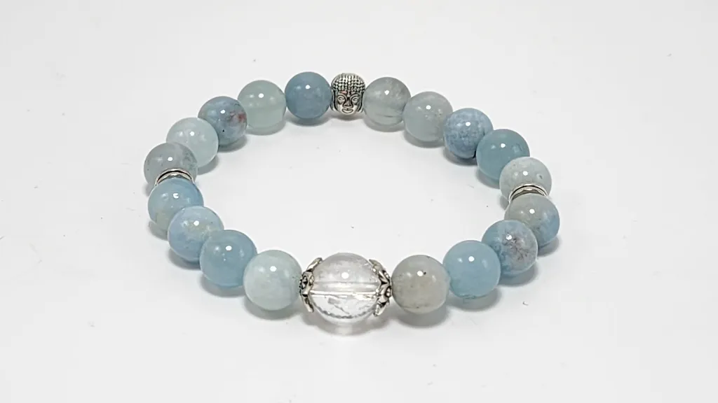 AQUAMARINE ROUND BEAD BRACELET