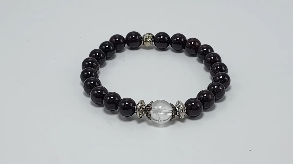 GARNET ROUND BEAD BRACELET