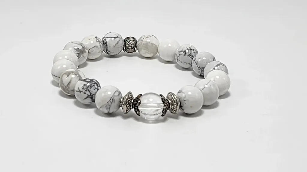 HOWLITE ROUND BEAD BRACELET