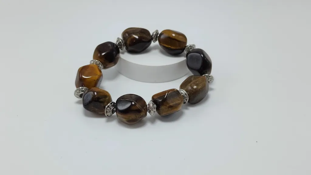 TIGER`S EYE TUMBLED STONE BRACELET